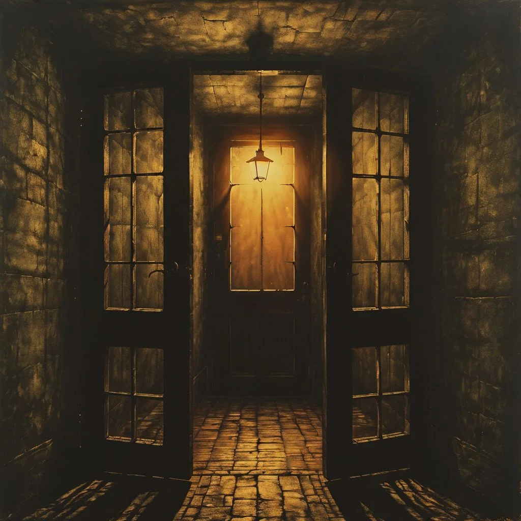 prison, landscape, doors, oriantal, techno, cell, lamp, hope, prison, ,8k, master piece, Cinematic, Beautiful Lighting, trending on Devianart, surreal Art, Fantasy, Digital Art, Impressionistic, Surrealist,