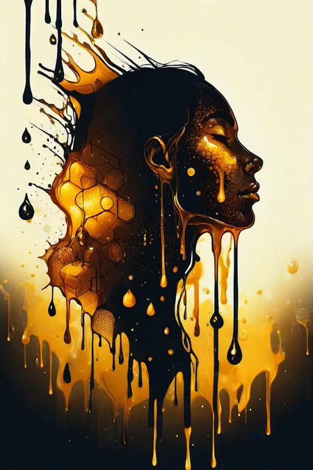 xslx, glowing honey dripping face profile at night, highly detailed <lora:xslx-rebel:1>