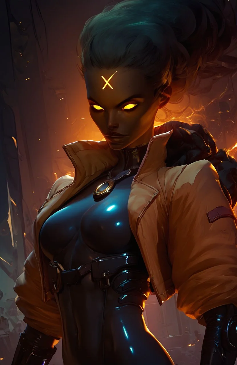 score_9, score_8_up, score_7_up,
beautiful haze_dl, 1girl, sexy, yellow eyes, glowing, dark skin, glowing eyes, bodysuit, female focus, jacket, thin and slender body, latex,
<lora:cutesexyronutts_style_xl:0.8> <lora:Fant5yP0ny:0.5> <lora:Haze:0.9>