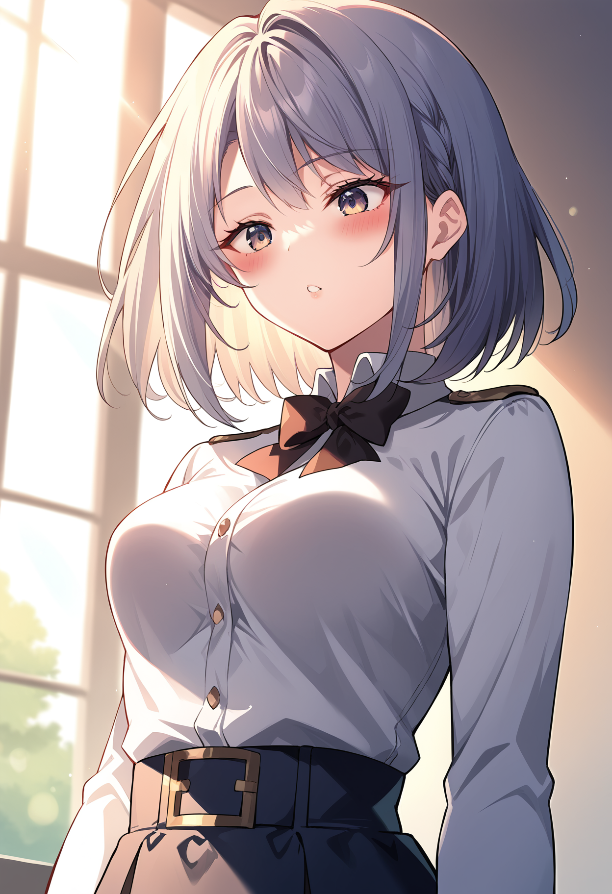 masterpiece,best quality,very aesthetic,absurdres,anatomically correct,natural light, light rays, ray tracing,
score_9, score_8_up, score_7_up,source_anime,anatomically correct,best perspective BREAK
1girl,   <lora:rityulatestyle:1> rityulatestyle, silve hair, hair intake, medium hair, blush, parted lips, medium breasts,
