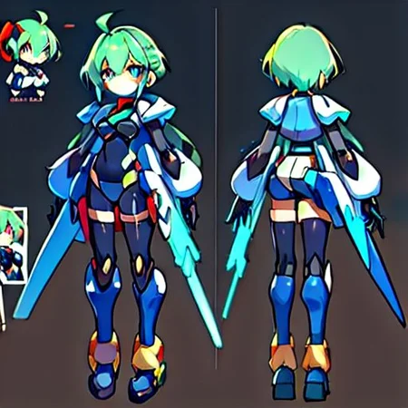a anime, robotic woman, robotic joint, mech, robot, futuristic, megaman zero style, concept art, digial art, character sheet, android, reploid, simples background,  chara-sheet