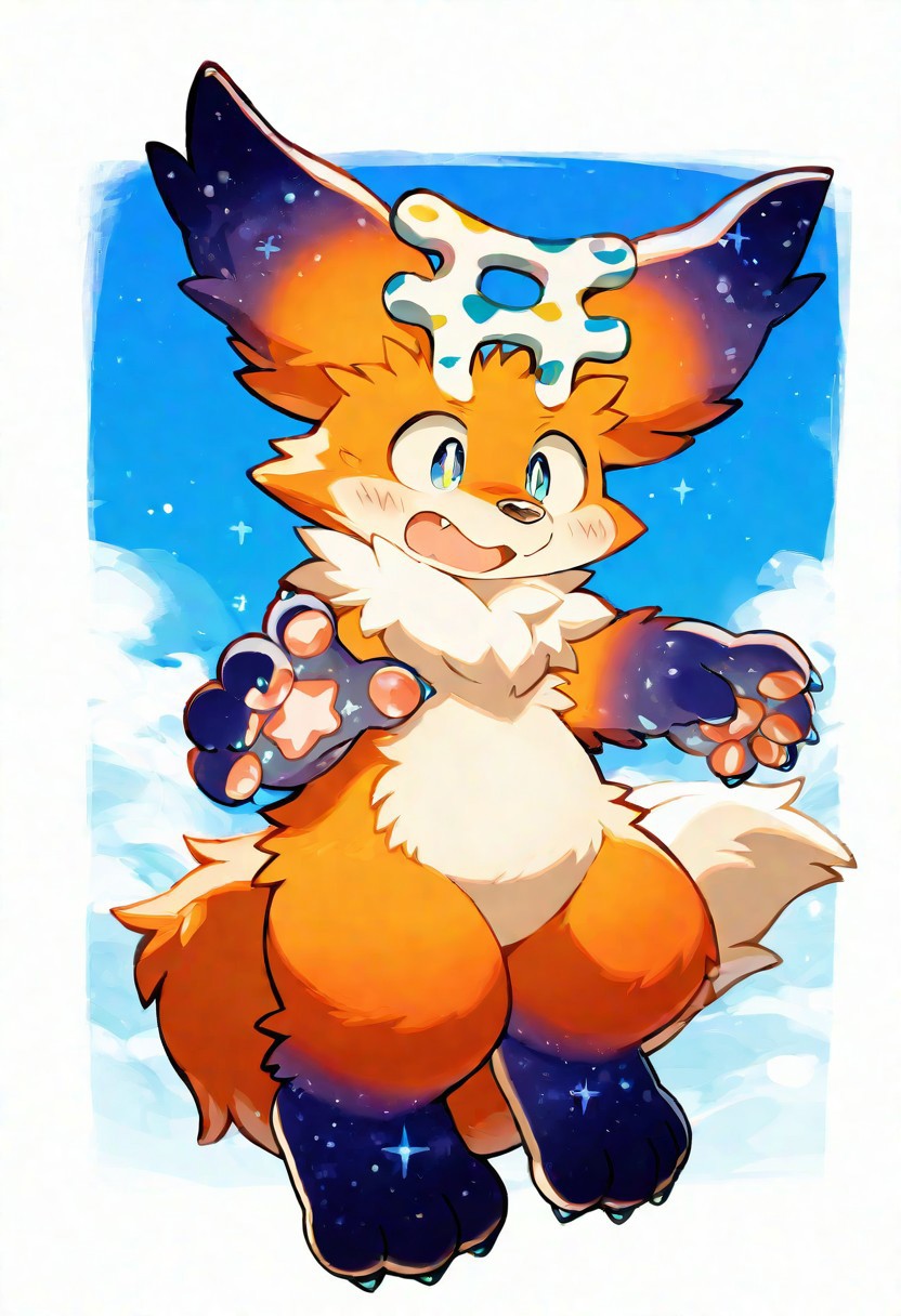 takefuji fox, artist:zuppu11, 1boy, solo, furry, cute, kemono, masterpiece, best quality, very awa, very aesthetic, absurdres, full body