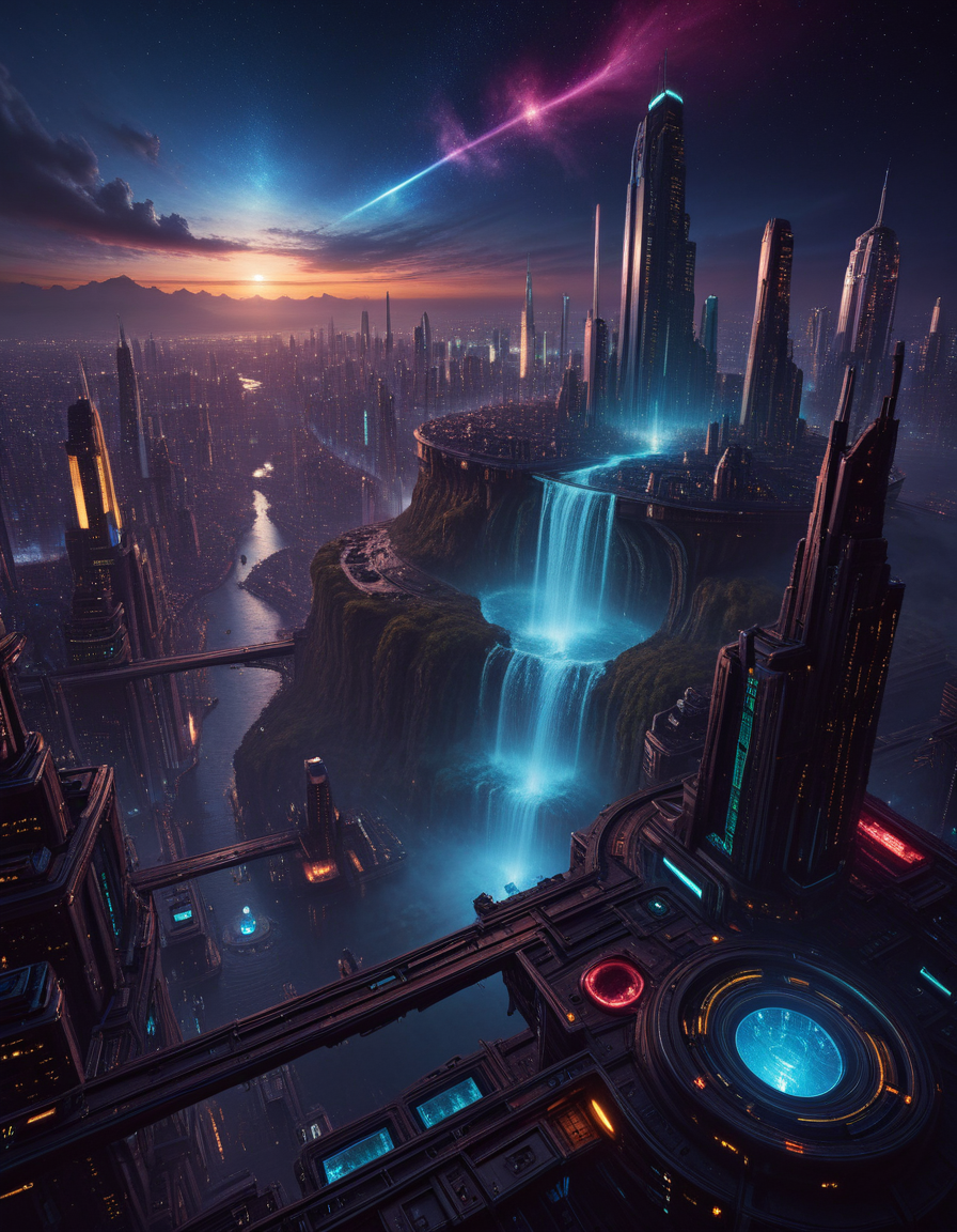 <lora:Space_Worlds_Minis_4:1> swminis4all, swminis4, n1, n3, n0, beautiful cyberpunk city, waterfalls,