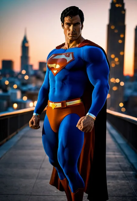 RAW photo, realistic, Polaroid picture, high quality, film grain, Fujifilm XT3, 8k uhd, dslr, film grain, kodak tri-x 400 film, grain photo DOF, IMG_1025.HEIC, high contrast, detailed, modern, athletic, flexible, determined
-analog photography
-Superman, male fovus, solo,
-standing confident, ((hands on his waist, full body shot, super hero pose))
- sunset
-, short hair, black hair, blue eyes
- screaming
 -(high detailed skin:1.1),
-looking at the viewer, elegant, sexy
 -outdoor, city background,
- studio lighting, dynamic angle, cinematic, Depth of field, bokeh, best quality, cinematic, light particles, highly_detailed, very_aesthetic, golden hour, beautiful_and_aesthetic, ((wide_shot))