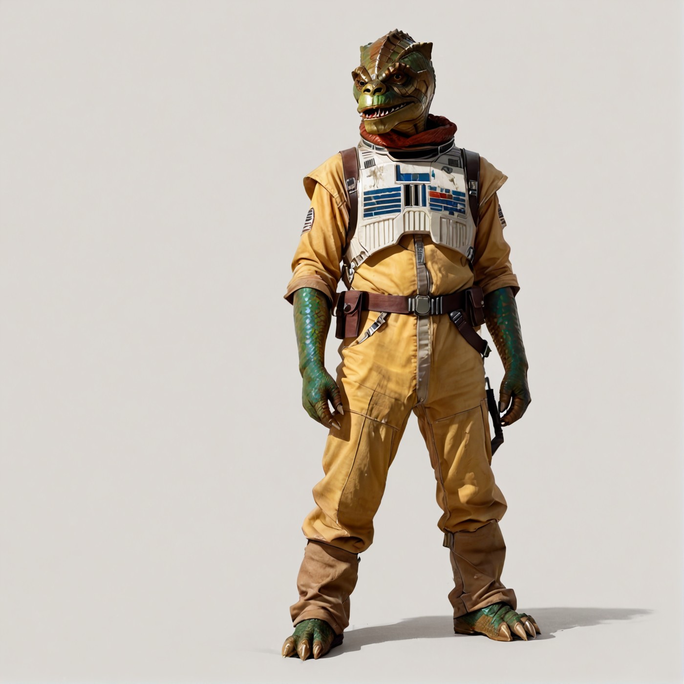 score_9,score_8,score_7,source_furry,
<solo:1.5>,
 trandoshan, trandoshan _starwars, alien,
trandoshan_starwars, trandoshan, alien, trandoshan _starwars, 1boy, solo, male focus, white background, full body, alien, simple background, green skin, standing, colored skin, teeth, yellow bodysuit, sharp teeth,
 <lora:Trandoshan_Star_Wars_V2:1> trandoshan_starwars,