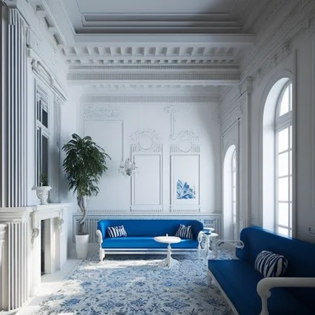 <lyco:Greek_style_interior_design_Sa_May:1.0>  Greek style interior design of waiting room