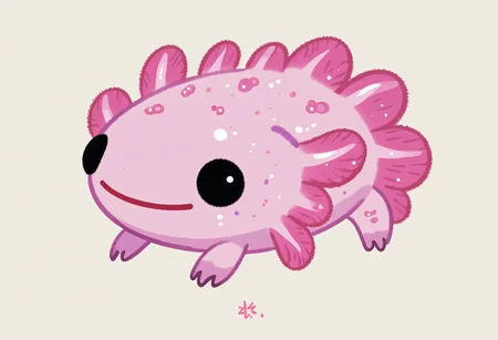 pikaole of, axolotls they have pink frilly gills and round black eyes