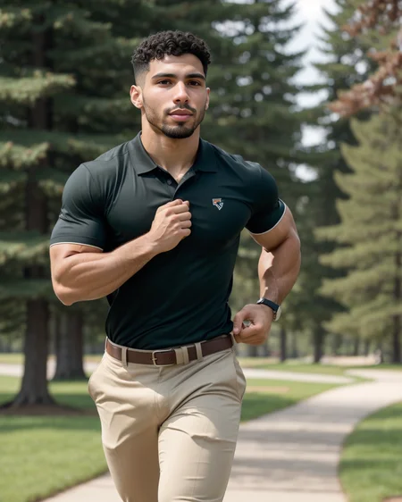 man, levanGNRC, nimble gain, ecstatic, polo shirt and khaki pants, temperate alpine tundra