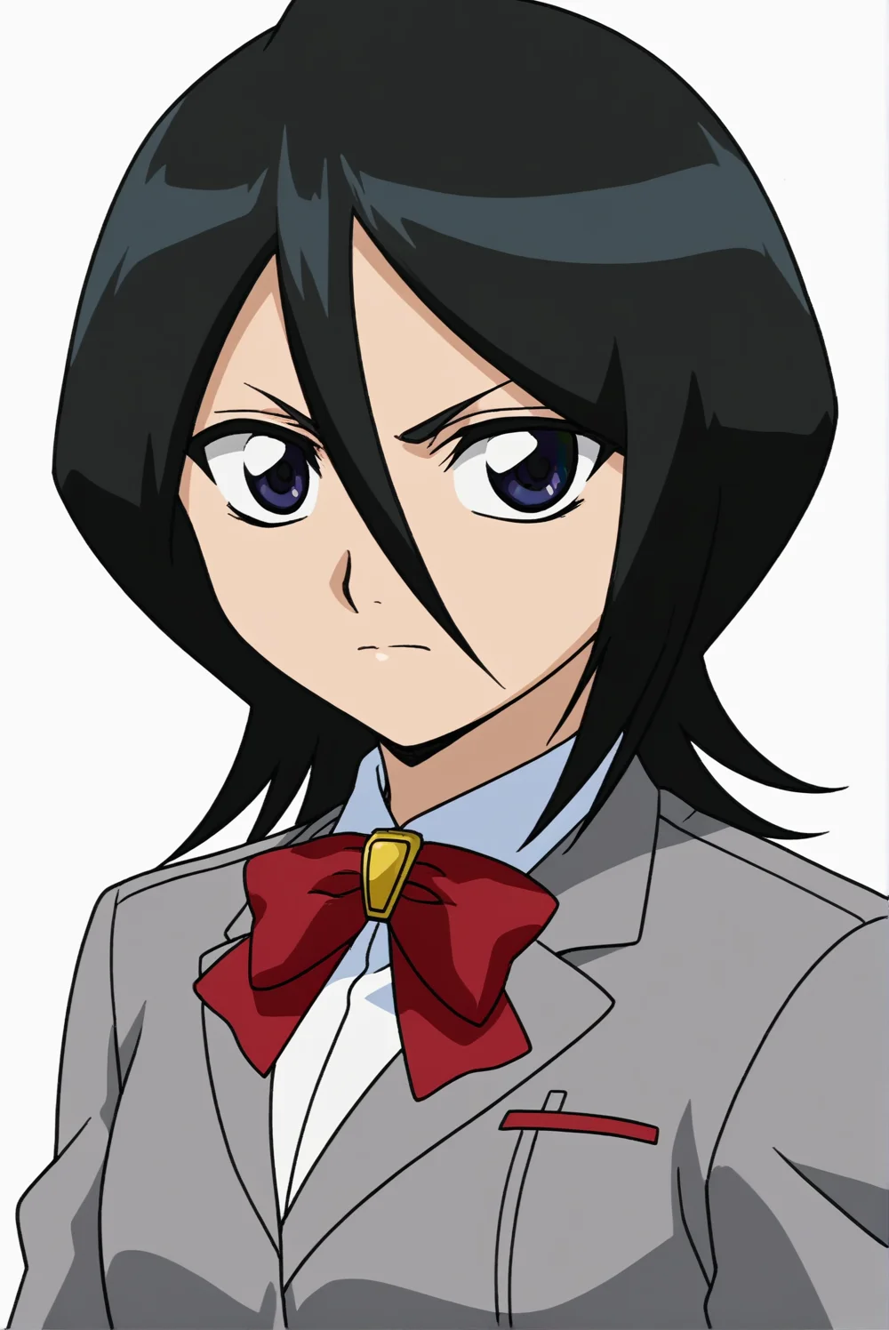 <lora:Rukia:0.7>, Rukia, white background, upper body,