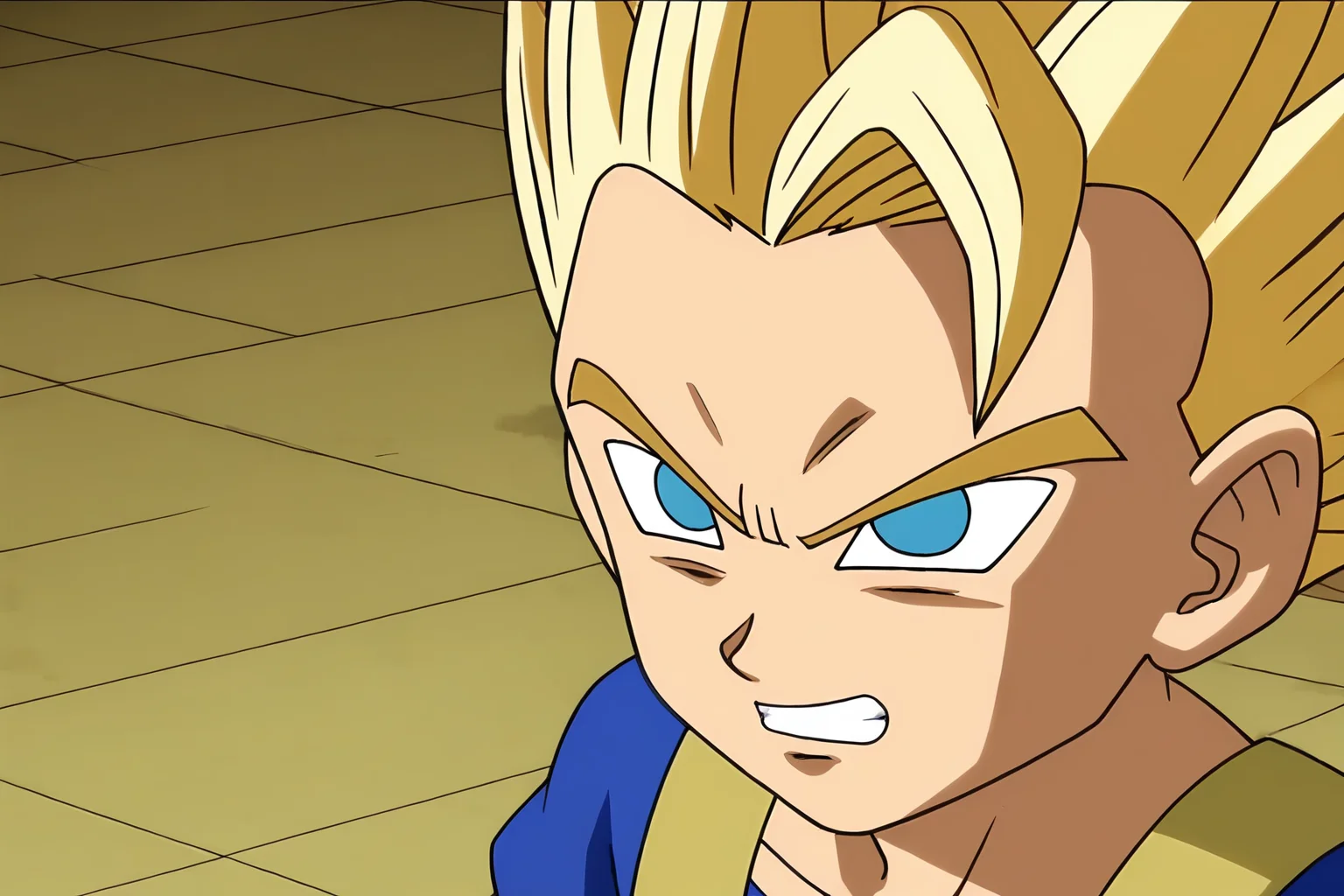 source_anime, score_9, cabba, anime screencap,
solo, blue eyes, blonde hair, 1boy, male focus, teeth, spiked hair, clenched teeth, close-up, super saiyan, v-shaped eyes, v-shaped eyebrows, saiyan armor, official style, looking at another, from above, blue shirt, aura, anime coloring, shiny hair
<lora:cabba_pony_v1:0.7>