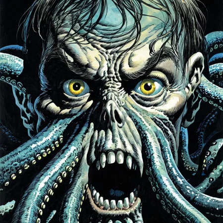 color illustration in berniewrightson style, extremely detailed, masterpiece, tenebrism, high contrast,
Kraken
haunted eyes,
Quantum flux field in the background,
horrified expression
<lora:BernieWrightson_Style_XL_V4.1:0.7>