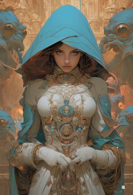 NSFW, by Bastien Lecouffe-Deharme and Petros Afshar, (candid , hot , masterful:1.4), poster art, bold lines, hyper detailed, expressive, award winning, (monster:1.4), (intricate details, masterpiece, best quality:1.4), looking at viewer, dynamic pose, wide angle view,,<lora:TWbabeXL01:0.6>