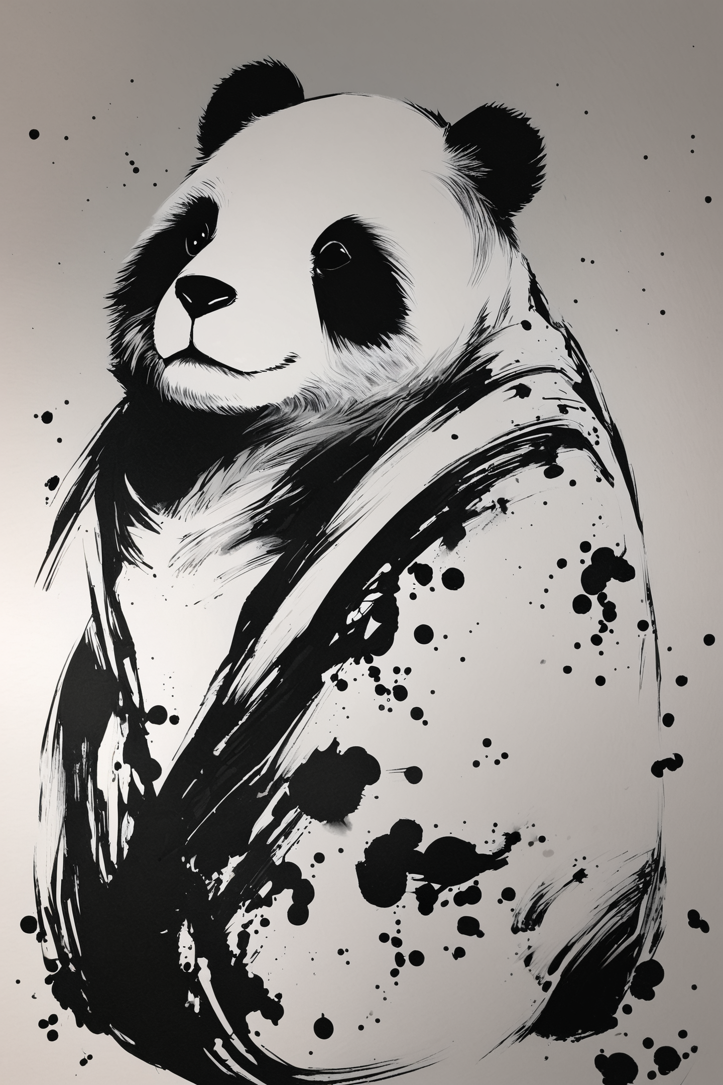 score_9,score_8_up,score_7_up,masterpiece,best quality,
panda,monochrome,solo,greyscale,white background,ink \(medium\),no humans,looking at viewer,
<lora:okazu_XL_PONY:0.9>,