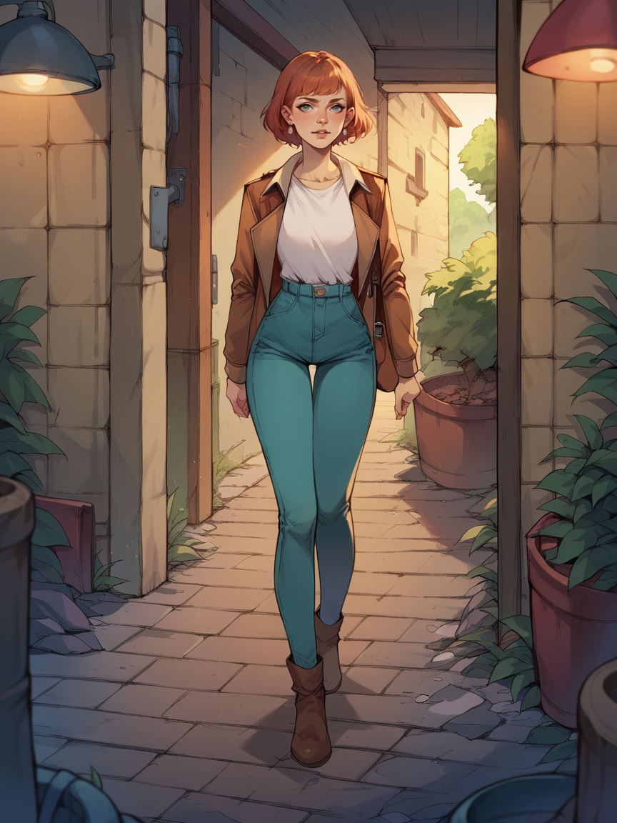 score_9, score_8_up, score_7_up, score_6_up,  <lora:r0n1nXLP:1> r0n1n, 1girl, april ONeil