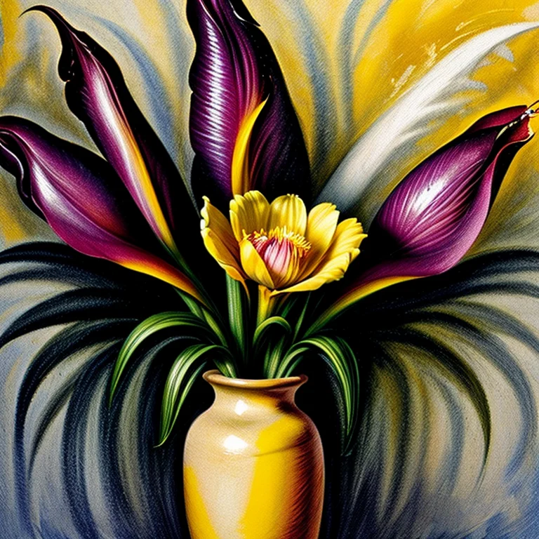 Authentic photographs featuring a vase brimming with vibrant GeorgiaOKeeffeFlowers flowers, (( yellow theme)), capturing the vivid hues and water droplets cascading. A detailed close-up explores the intricate cleavage, employing ultra-realistic photography with a digital SLR. The composition is enhanced with professional color grading, ensuring a clean and sharply focused image. The photo shoot employs epic composition techniques, achieving ultra-realistic and hyper HD results, emphasizing intricate details through HDR and 8K resolution. <lora:difConsistency_detail:0.45> <lora:more_details:0.55> <lora:speedy1p5:1.15>
