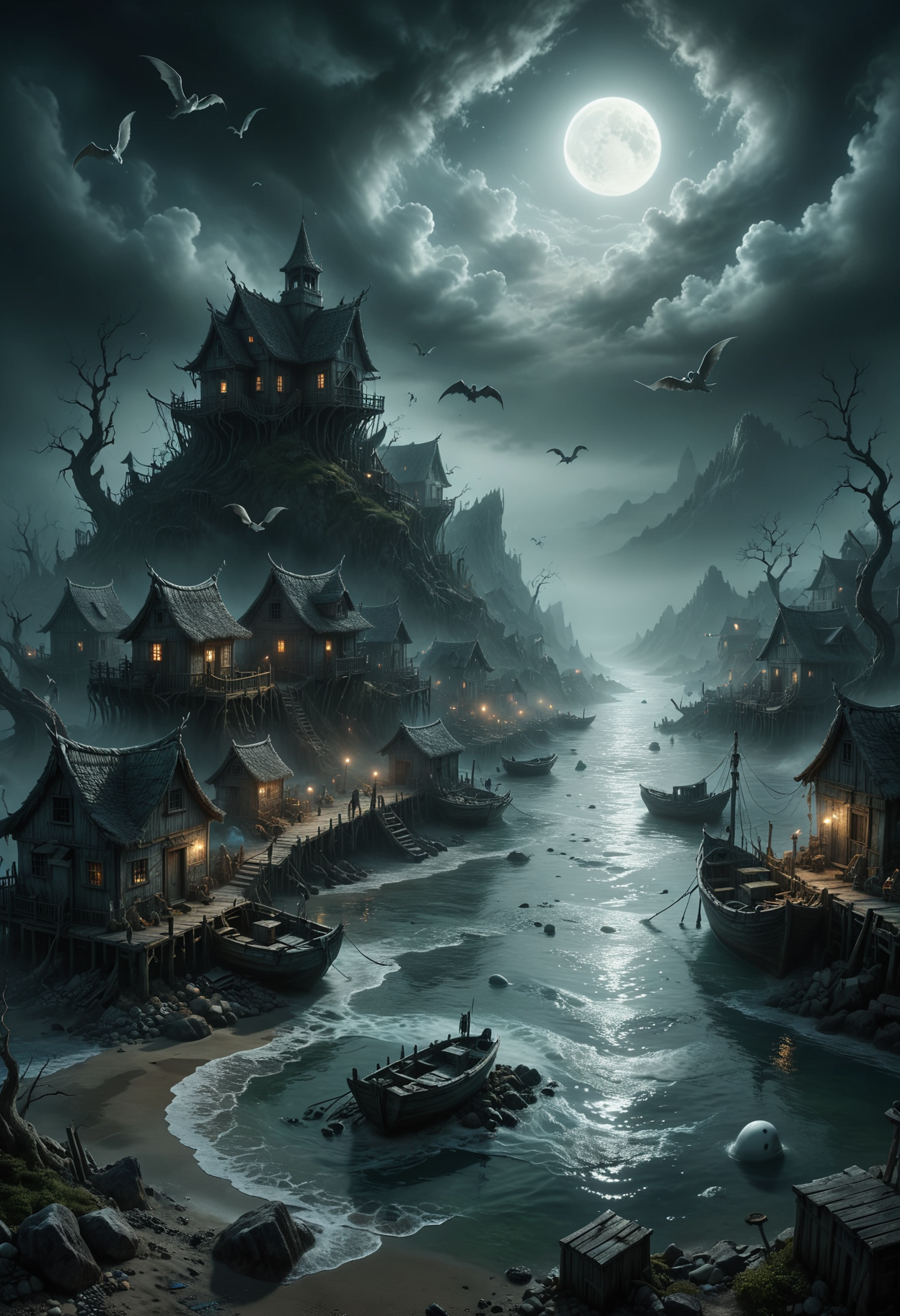 dreamscape a surreal dreamscape of a grimdark fishing village, ghosts, shadows, dementors, filled with ethereal mystery amidst fantastical elements that captivate viewers in an enchanting manner.,
surreal,ethereal,dreamy,mysterious,fantasy,highly detailed 
<lora:add-detail-xl:0.35> <lora:MJ52:0.18> <lora:ral-anmwrlds-sdxl:0.3> ral-anmwrlds <lora:ral-porcelain:0.4> ral-porcelain <lora:ral-cltc:0.1> ral-cltc <lora:ral-dissolve:0.25> ral-dissolve <lora:zavy-mthcl-sdxl:0.2> <lora:SDXLFaeTastic2400:0.2>  <lora:WildcardX-XL-Detail-Enhancer:0.5>