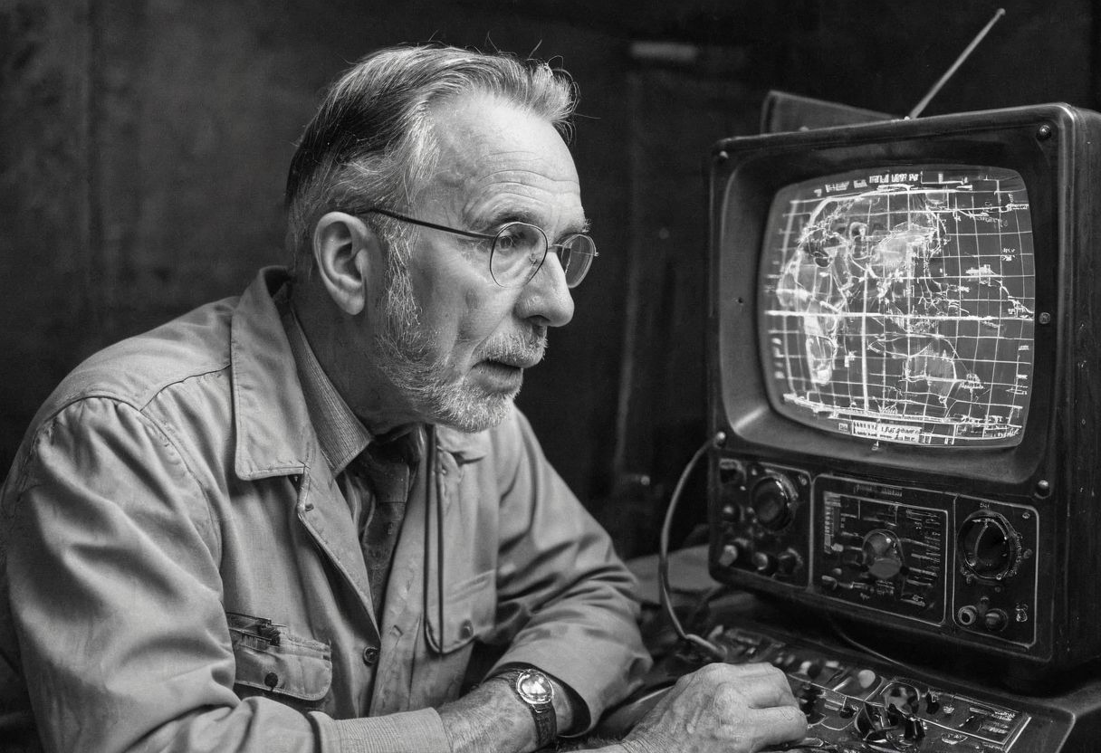 colouring page of an old retro ham radio looking at it head on. There must be a large crt screen included