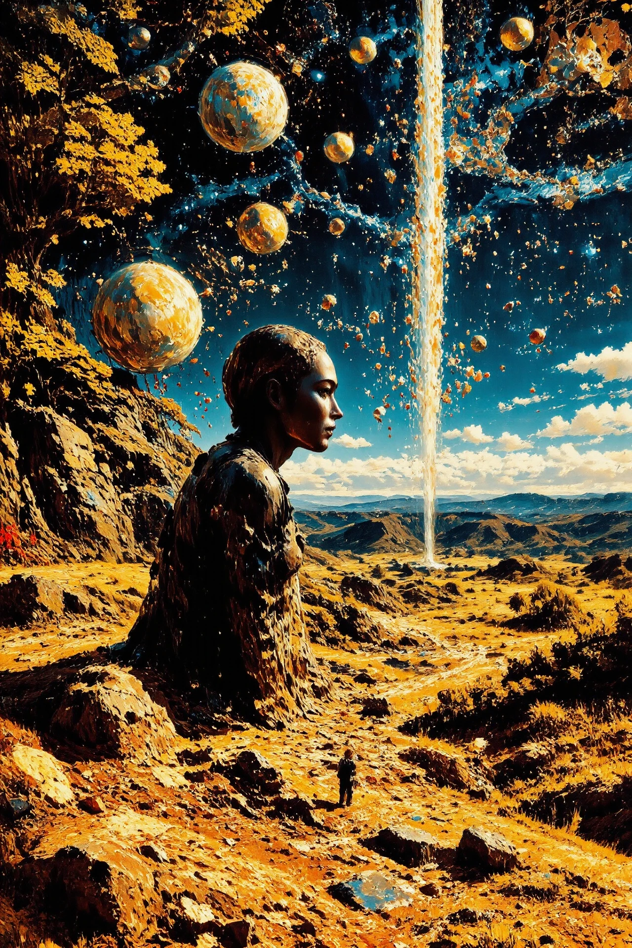 space, art gallery, beautiful surreal landscape, woman, planets, vivid colors, colorful, multilayer paint splash style, <lora:Hand v2:1> <lora:Anti-Blur:1> <lora:Insane Detail Slider:0.5>   <lora:Flux.1_Turbo_Detailer:0.6>   <lora:flux-photo-transparent_Alpha_1.0:0.8> <lora:flux.1_lora_flyway_Epic-detail_v2:1>   <lora:Painterly01b_CE_FLUX_AIT:0.8> pntrlyCE_style <lora:PsykeV1:1>  <lora:VividlySurreal:1>