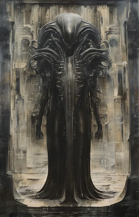 masterpiece,best quality,<lora:tbh295-sdxl:0.9>,illustration,style of H. R. Giger portrait of family
