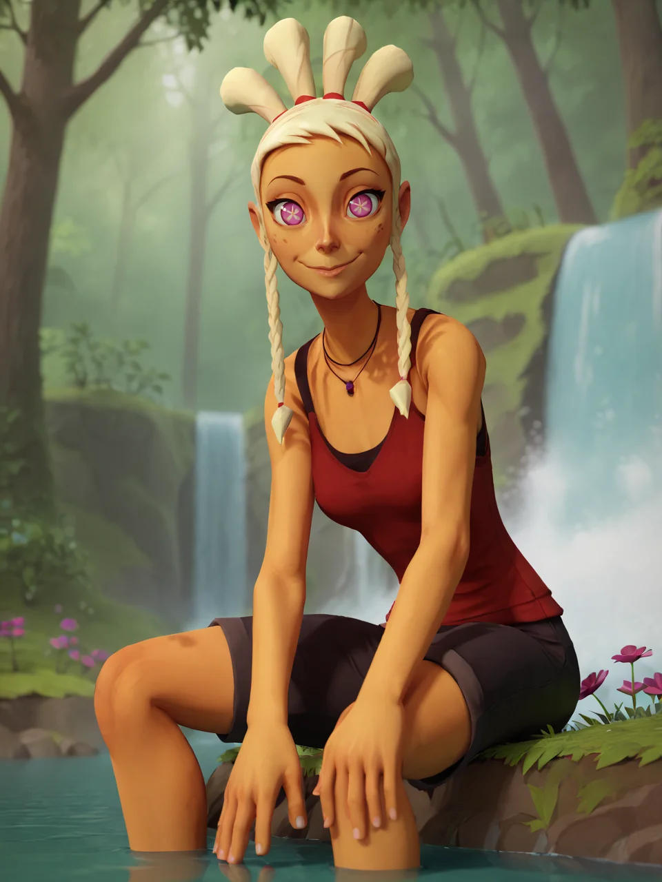 score_9, score_8_up, score_7_up, score_6_up, BREAK, M4yd4y, 1girl, 3d, symbol-shaped pupils, smile, closed mouth, looking at viewer, <lora:Mayday-000009:0.8>