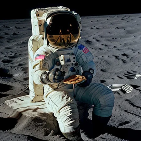 A Cute crystal skull cat wearing spacesuit helmet, sitting on the moon, holding a piece of pizza, 
spacesuit, FastNegativeV2, fcNeg, cry5t415ku11,