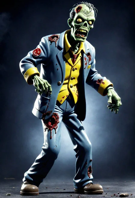 rubber_hose_character, a zombie in a dirty suit,