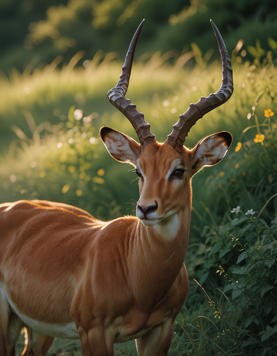 score_9, score_8_up, score_7_up, score_6_up, score_5_up, score_4_up, hud_af_imp4la, solo, no humans, animal focus, horns, short tail, <lora:africanimpala:0.8>, outdoors