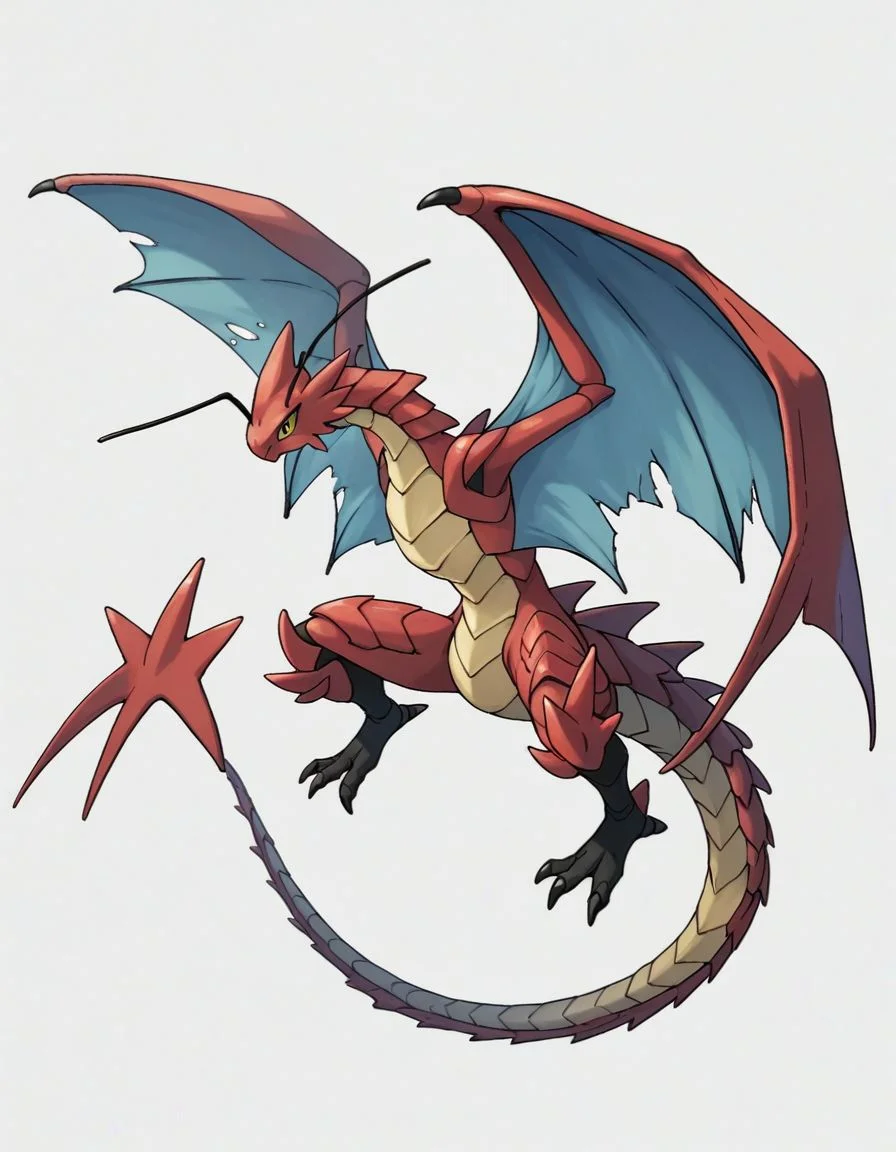 score_9,score_8_up,score_7_up,  <lora:Navi_PokeDnaGen1_PonyXL_S1-000007:0.8> ,  nv-pokegen1, bug dragon ,  Dragon-Type, dragon wings,  , , , Bug-Type, , Antennae,  compound eyes,  ,