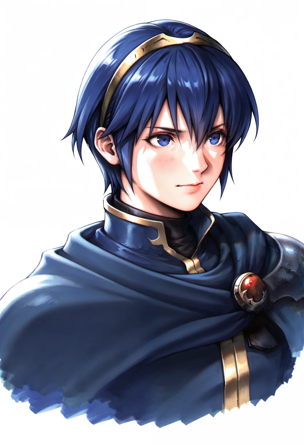 best quality, newest, absurdres, highres, (masterwork, masterpiece, best quality, hyper-detailed :1.3),
marth (fire emblem),
,white background, plain background, ff7,