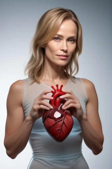BMAIW,  (woman made out of transparent glass), giving you her human heart, ((body made out of transparent glass)), holding the heart in her hands <lora:BMAIW_sdxl_scaled_128:0.75>