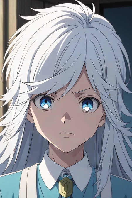 score_9, score_8_up, score_7_up, , rating_safe, intricate details, anime screencap, , , looking at viewer, depth of field, 1boy, solo, male focus, <lora:akira_kemono_jihen_pony:0.76>, akira_kemono_jihen, white hair, blue eyes, long hair, bangs, , , <lora:sdxl_lightning_8step_lora:1>