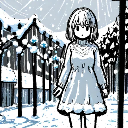 winter dress, snow, ðððððððððð sketch, <lora:ðððððððððð:1.0>, <lora:Hyper-SDXL-2steps-lora:1.0>