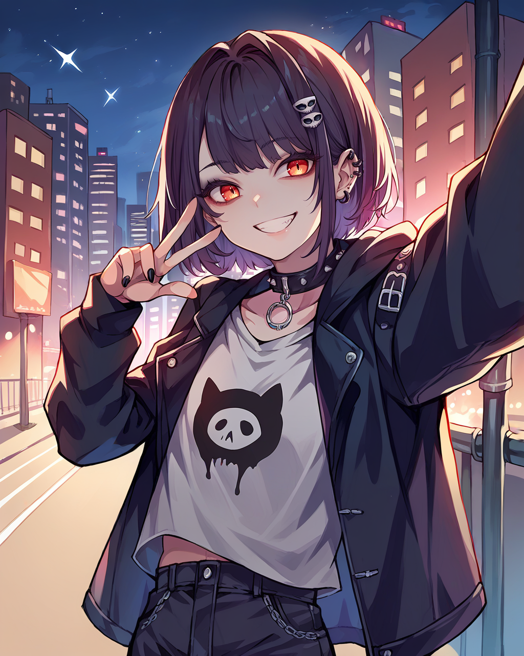 score_9, score_8_up, score_7_up, source_anime, solo, 1girl, goth, city, night, looking at viewer, smile, ffc selfie,<lora:ffc_selfie_PDXL-000002:1>