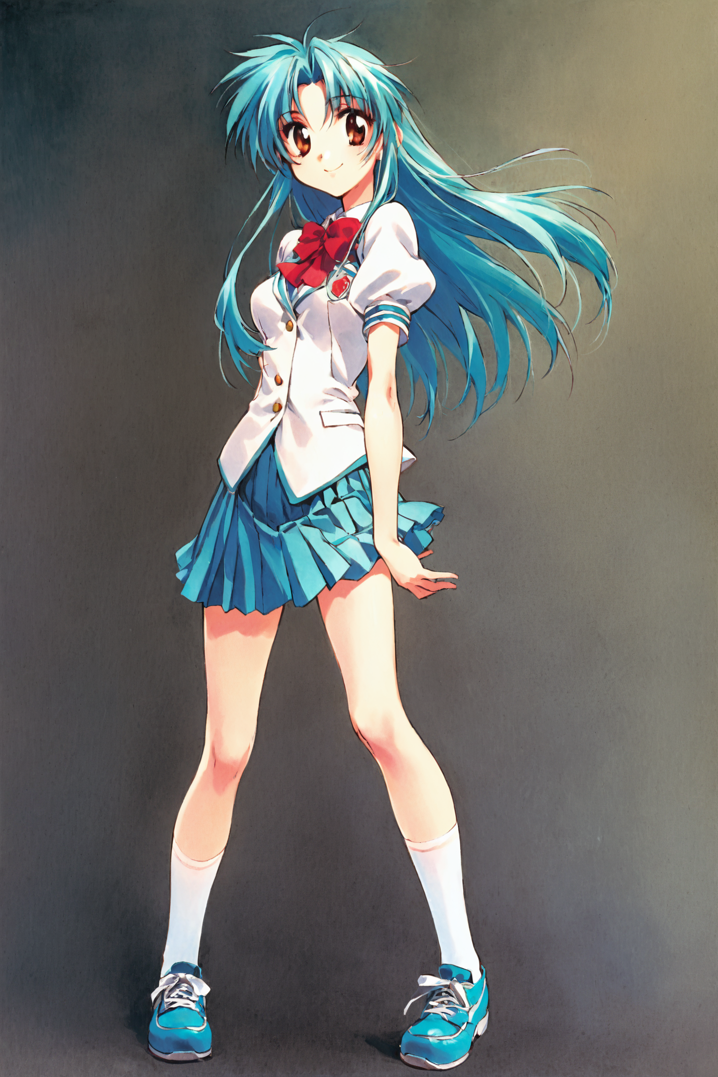 score_9,score_8_up,score_7_up,masterpiece,best quality,
Kaname Chidori,1girl,solo,smile,ChidoriKaname,aqua hair,long hair,brown eyes,school uniform,red ribbon tie,puffy sleeves,short sleeves,pleated skirt,full body,standing,traditional media,
<lora:Shiki Doji_XL:0.8>,<lora:Chidori Kaname_XL_PONY:0.6>,
