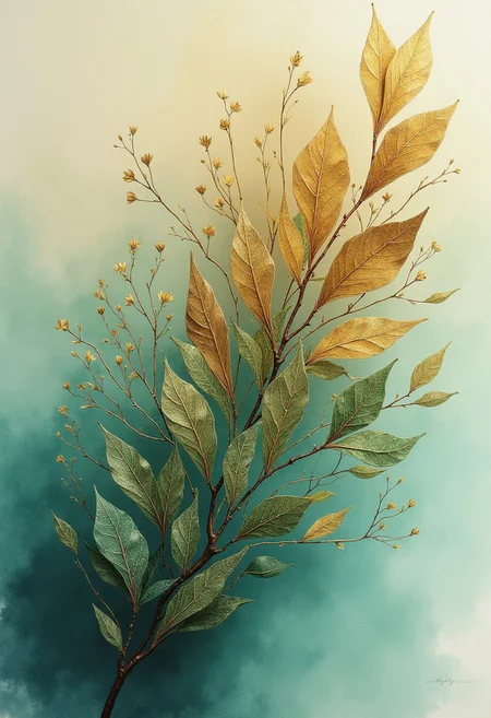 luxury minimalism, nature, gold, green, black, beige, milky, pistachio, turquoise, pearl dust, seascape, beautiful drawing, realism, intricate details, hyper-detailed, colorful, chiaroscuro lighting, vivid colors, professional photoshoot