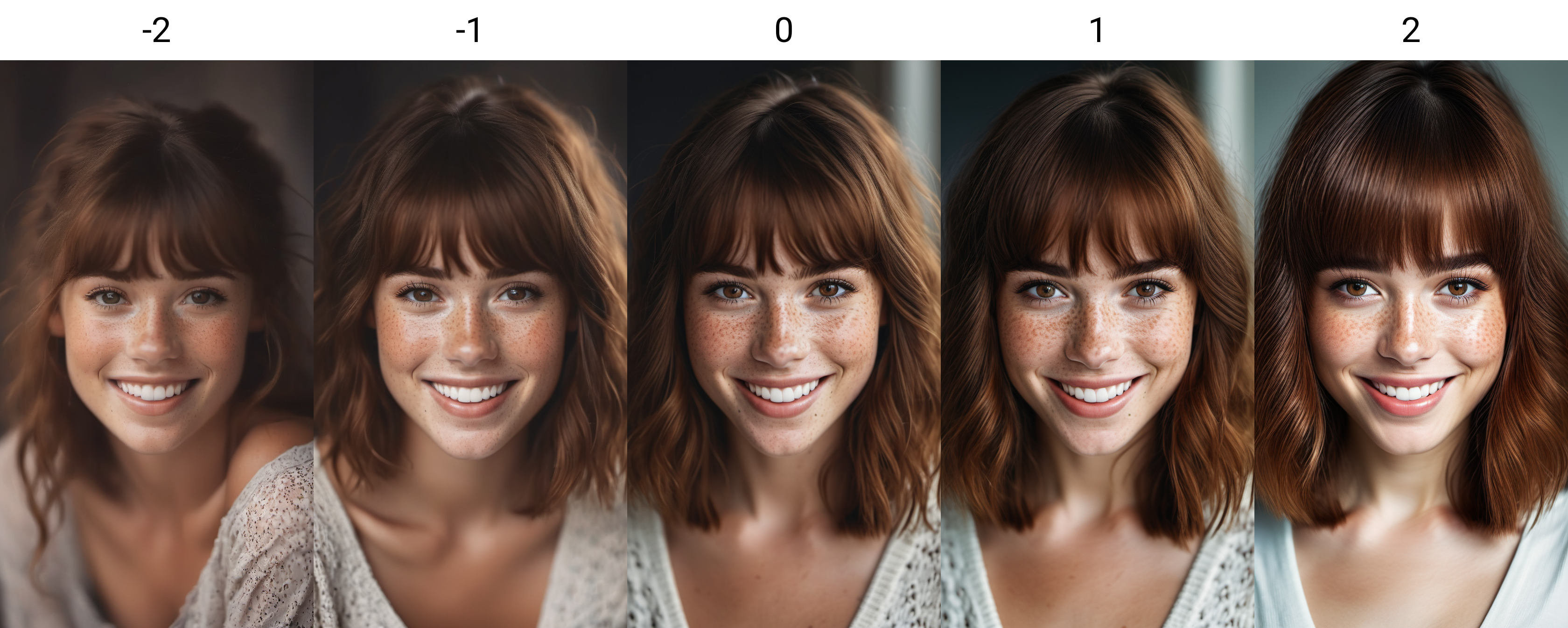 beautiful lady, (freckles), big smile, brown hazel eyes, Full Bangs, dark makeup, hyperdetailed photography, soft light, head and shoulders portrait, cover <lora:detailer-xl:-2>,