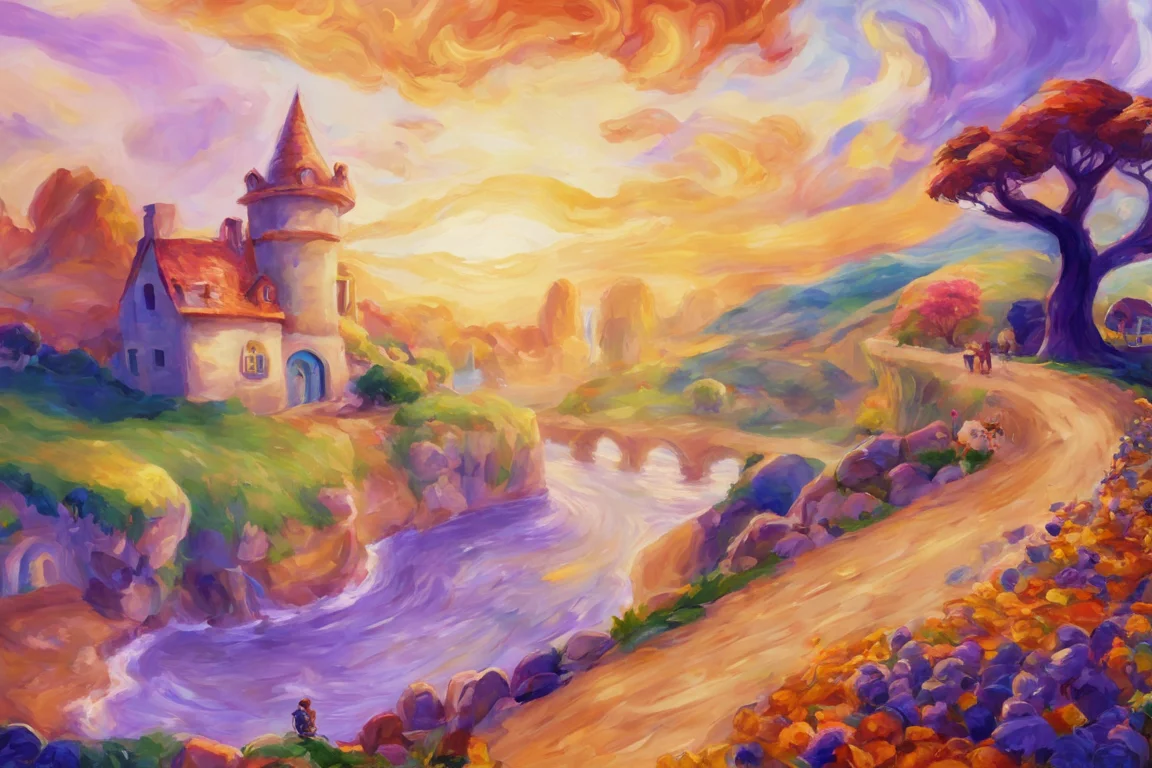 A vast scene of Dream Weavers from Spyro in the style of Renoir, videogame, impressionist