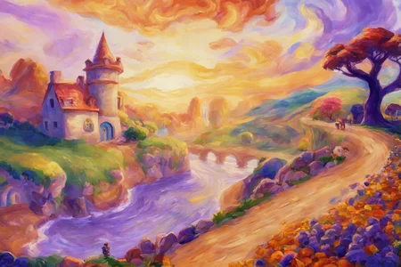 A vast scene of Dream Weavers from Spyro in the style of Renoir, videogame, impressionist
