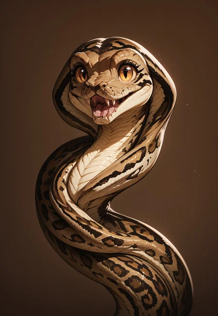 score_9, score_8_up, score_7_up, score_6_up, score_7_up, score_6_up, source_furry, 1girl, solo, fbigasssnek, feral snake, portrait, cute, open mouth, fangs, chibi, ^_^, cowboy shot