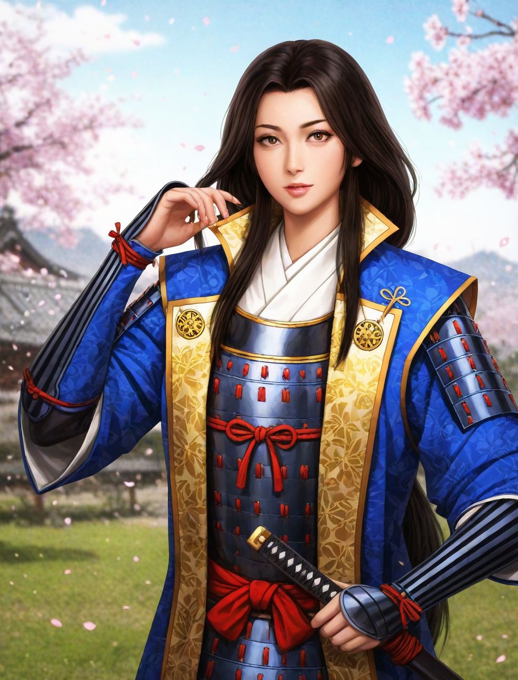 <lora:nobuyabo-style_XL_illustrious-noob_v1:1>nobuyabo style, 1girl, japanese armor,, best quality, masterpiece, high quality,newest, absurdres, highres,incredibly absurdres ,<lora:NoobV065sHyperDmd:1>