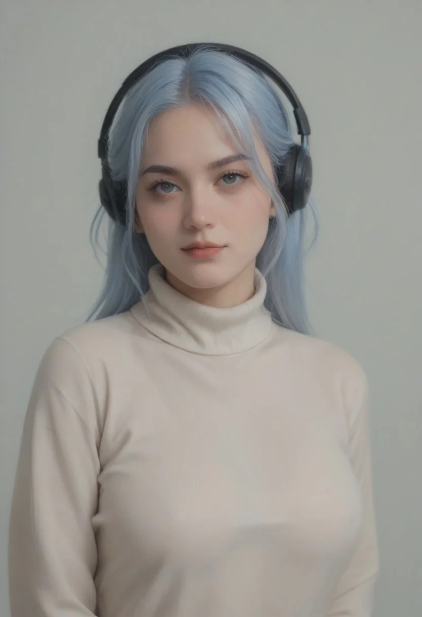 score_9, score_8_up, score_8, score_7_up, score_7, ((close up)), face focus, Expressiveh
BREAK
1girl, solo, Chinese Celebrity Goddess, blue hair, hair between eyes, headphones, large breasts, protruding tits, looking at viewer, head tilt, seductive look, aroused, horny, standing, light blue turtleneck sweater, light smile
BREAK
white background