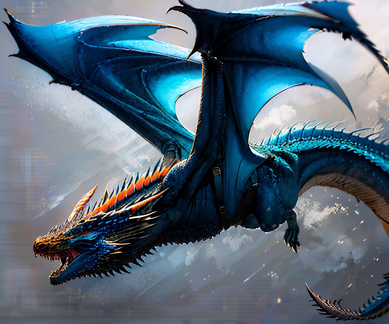 EdobDragon, ice blue dragon, open wings, flying, (realistic:1.5), <lora:EdobDragon_v1.0:1>