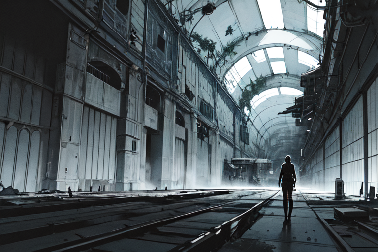 highly insanely detailed, masterpiece, top quality, best quality, highres, 4k, 8k, RAW photo, (very aesthetic, beautiful and aesthetic),  
tsutomu nihei,nihei_tsutomu,blame!,blame gakuen!,abara,TNstyle,sidonia_no_kishi,(deep horizon,megastructure in background,space,spacecraft,giant room,hangar,lab,city ruins,tunnel,sidonia \(ship\)),gauna,gauna mech,toha heavy industries,dome,buildings,drainpipe,machinery,concrete walls,metal walls,wire,mist,steam,smoke,bridge,clouds,flock,no human,open space,biomachine,bioluminescence, 
<lora:blameLora_v10:0.5>, 
(1girl:1.3), 
solo focus, 
set in an overgrown cemetery, featuring ivy-covered graves, rustling leaves, a haunting ambiance, at night,âââ