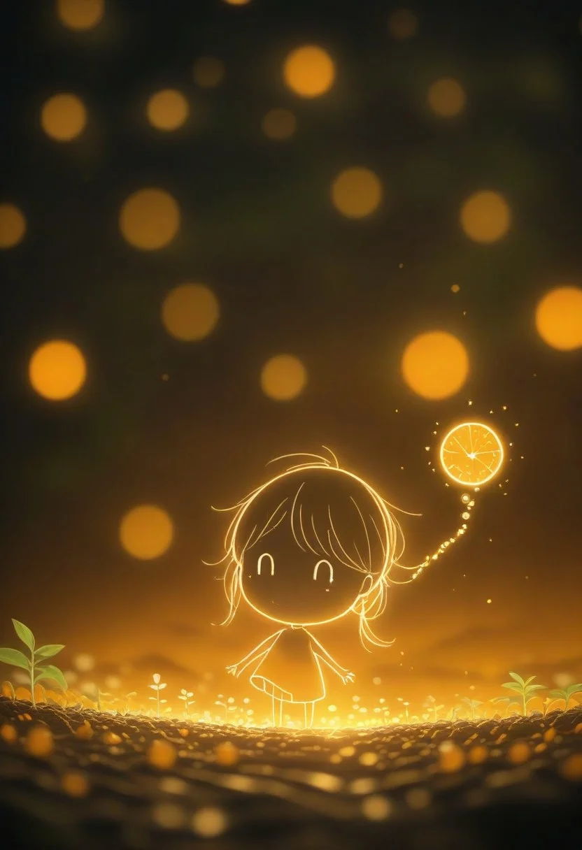 masterpiece, best quality, LIGHT ART PICTURE BOOK, orange color