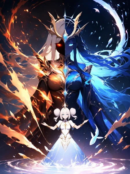 high score,
at night, mystery,
great score, Height: Slightly taller than her younger Sailor Moon form, around 5 feet 5 inches, (165 cm:1.1), giving her a more mature and regal stature, Build: Slim and graceful, with a delicate yet commanding presence. Her figure exudes both femininity and strength, symbolizing her role as a queen and protector of the Earth, Hair: Long, silver-white hair styled in her signature "odango", (twin buns:1.1), with cascading pigtails that reach far below her feet. The hair shimmers with a radiant, moonlit glow, emphasizing her celestial nature and her connection to the Moon Kingdom, Eyes: Deep blue eyes that are soft yet intense, reflecting her wisdom, compassion, and inner strength. Her gaze carries a sense of serenity and divine authority, Skin: Fair and luminous, with a radiant, otherworldly glow that highlights her ethereal beauty. Her flawless complexion enhances her image as a celestial queen, ., closeup, dark theme, darken, cinematic, R0k00Gl0w1ngHD, style, glowing eyes, (glowing:1.1), glowing eye, princess serenity style, Facial Features: A heart-shaped face with soft, symmetrical features. A delicate, straight nose. Full, pink lips often set in a serene or slightly wistful smile., Light aura concept art, a subtle energy field or glow that surrounds a person, object, or scene, often associated with spirituality, healing, or an ethereal appearance. A glowing halo or radiant light surrounding a subject to convey divinity, or supernatural power. soft gradients, luminous effects, or pastel colors, an emanation of a person's energy field, white or golden light symbolizing purity and enlightenment, a radiant, soft glow around the subject, Water aura concept art, is often associated with calm, fluidity, and adaptability, though it can also symbolize immense power and a connection to water's primal forces. In fantasy settings or artwork, a water aura can manifest in various ways, such as: Flowing waves or currents surrounding a character, gently moving with grace. Droplets of water or mist forming a shimmering halo. Whirling water spirals, resembling a shield or energy field. A glowing blue or aquamarine light mixed with aquatic textures like ripples or bubbles. The aura occasionally dripping water or creating small pools wherever the character steps. Enhanced by other water-themed elements, such as seashells, fish,
Six illustrations of different characters from the video game "water aura". each illustration is accompanied by text that describes the character's personality and abilities. the first illustration on the top left shows a young girl with long black hair, wearing a white dress and holding a wand. she has a serious expression on her face and is looking off to the side. the second illustration in the middle shows a woman with long blonde hair and a crown of flowers on her head. the third illustration shows a man with long brown hair and blue eyes, wearing an orange robe and holding his hands up in front of him. the fourth illustration shows two women with short black hair, one with pink hair and the other with purple hair. lastly, the fifth illustration shows another woman with dark hair and a crown on her head, holding a crystal ball.
masterpiece, absurdres
<lora:R0k00Gl0w1ngHD:1.1>