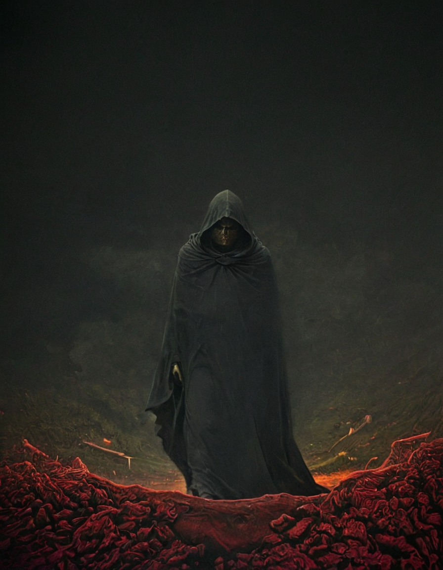 a terrible terrifying fight scene between an honorable knight and a hooded assassin dragging us with swords and daggers, ,end of hopes ,silence, extremely detailed,dark,sad, easynegative, digital artwork by Beksinski, extremely detailed, dark, chiaroscuro, low-key,in the style of Kelly Slater ,style by Kelly Slater,closeup,digital artwork by Beksinski, style of Kelly Slate  embedding:EasyNegative_-_EasyNegative.safetensors 