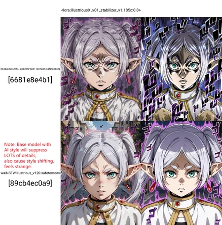 <lora:illustriousXLv01_stabilizer_v1.185_1:0.8>1girl,frieren,menacing \(jojo\),upper body,araki hirohiko \(style\),portrait,aura,shadow,determined,masterpiece,