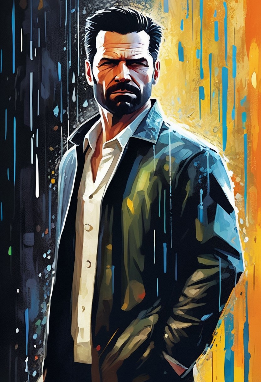 detailxl, high quality, artistic-strokes-style,
(dark artistic blank background:1.3)
(half body shot, looking at viewer, dark:1.4),
(digital-painting, Portrait of Max Payne, rain:1.8),
(detective cop in jacket in new york street)