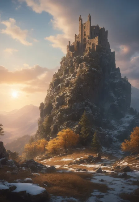 (ruins, broken, snow, dappled sunlight:1.2), sun, tree, forest, scenery, rock, reflection, ancient, overgrown, mountains, sunset, clouds, mountainous horizon, fantasy, medieval, 1other, looking away (masterpiece, exceptional, best aesthetic, best quality, masterpiece, extremely detailed:1.2), in the style of umempart
(8k uhd:1,4)
<lora:add-detail-xl:1>
<lora:Dynamic Poses:1>