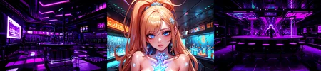 highly insanely detailed, masterpiece, top quality, best quality, highres, 4k, 8k, RAW photo, (very aesthetic, beautiful and aesthetic),
__lazy-wildcards/subject/env-bg-interior/cyberpunk_club/prompts__,
<lora:Cyberpunk_Club:0.5>,
(1girl:1.3), 1other,
__lazy-wildcards/dataset/background__,âââ